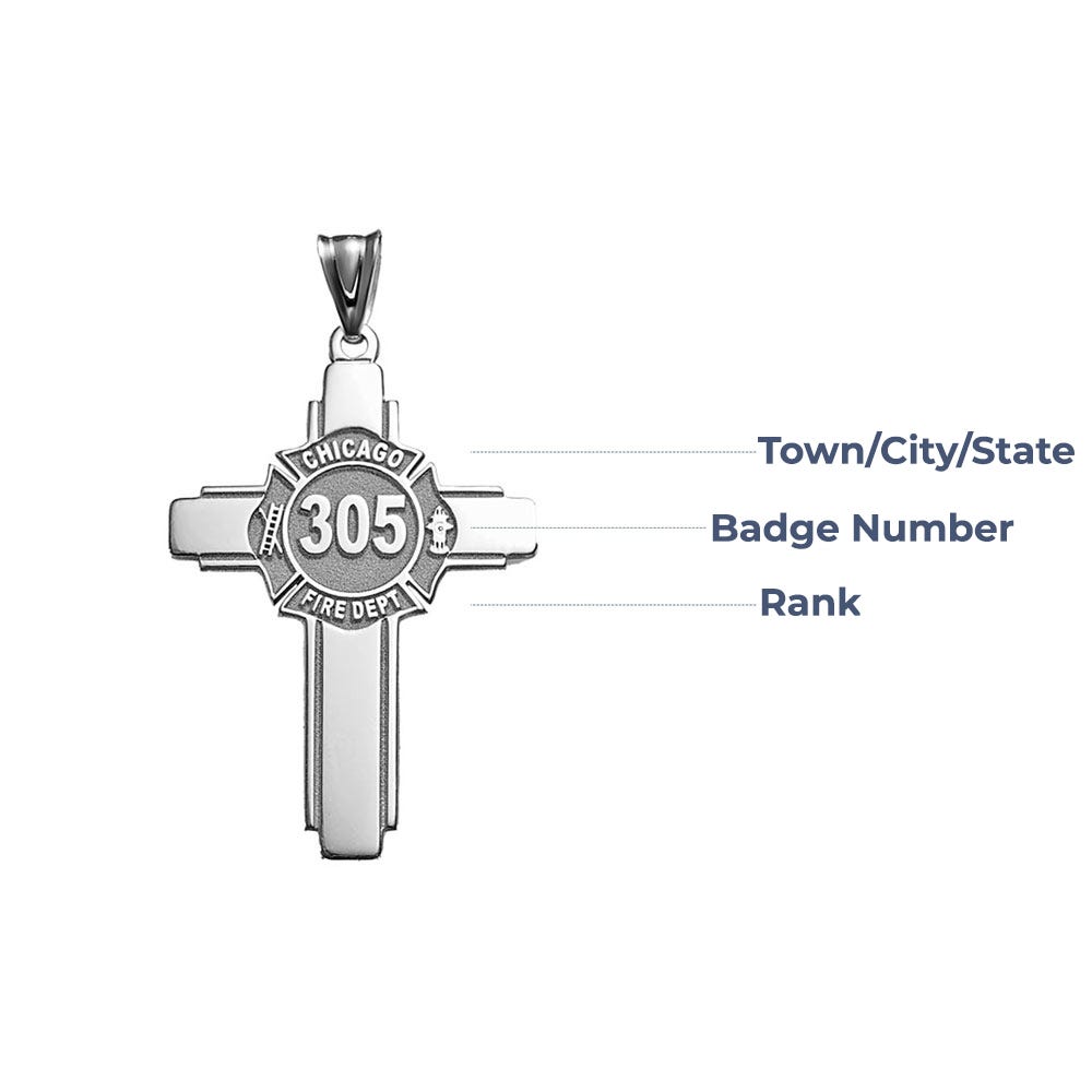 Personalized Firefighter Fire Badge Cross
