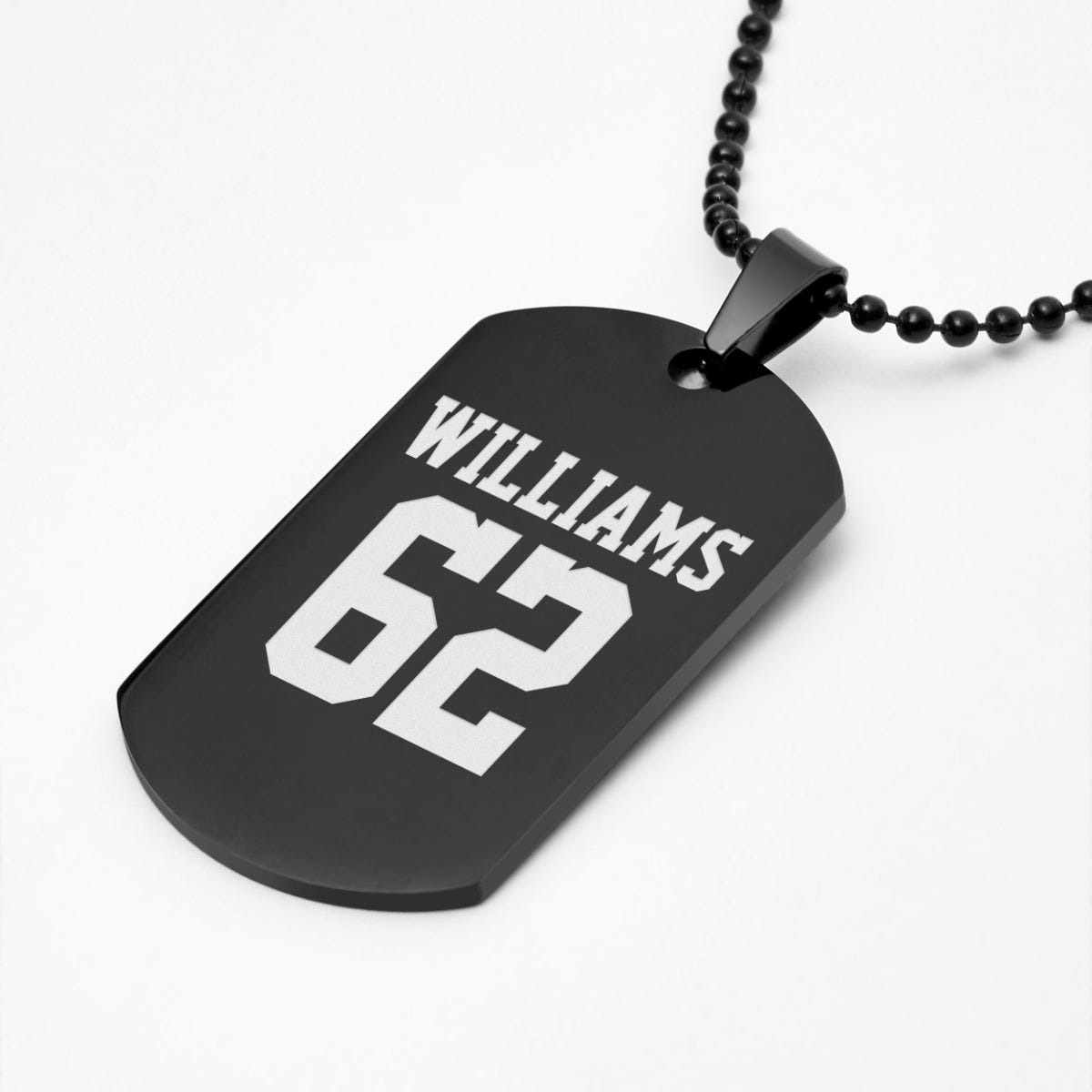 Black Stainless Steel Sports Name and Number Dog Tag