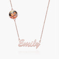 Personalized Name Necklace with Round Photo Charm
