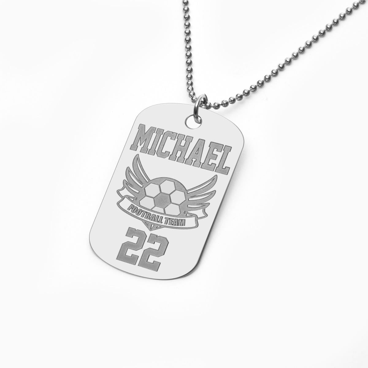 Stainless Steel Personalized Name, Number and Your Team Logo Dog Tag with Chain