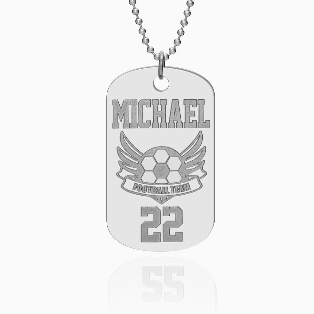 Stainless Steel Personalized Name, Number and Your Team Logo Dog Tag with Chain