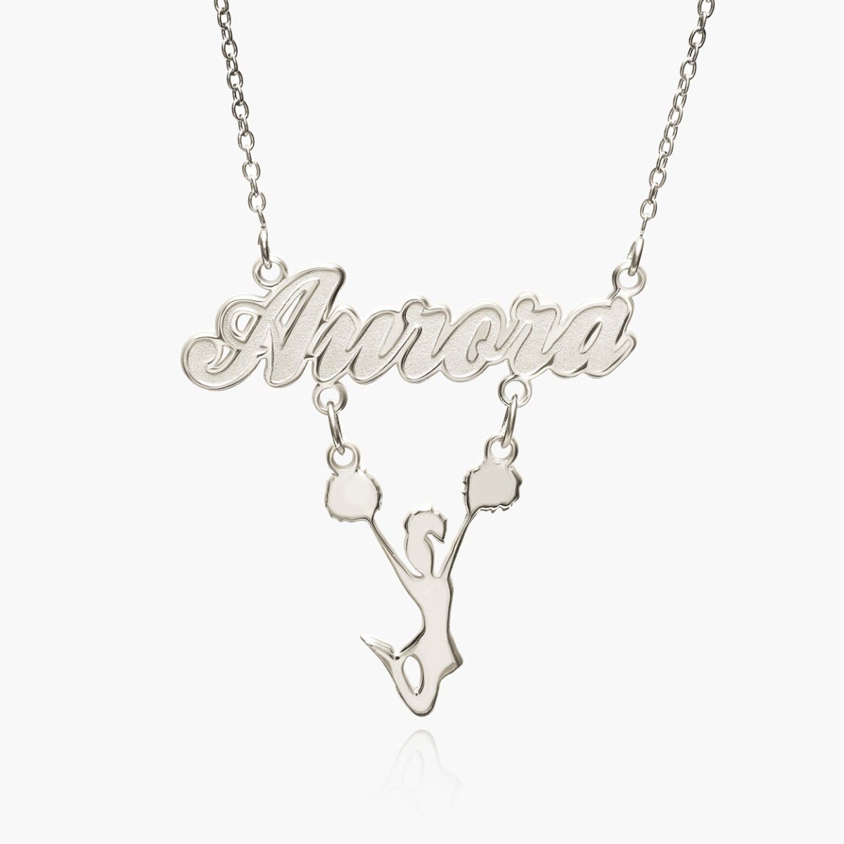 Script Name Necklace with Cheerleader Charm