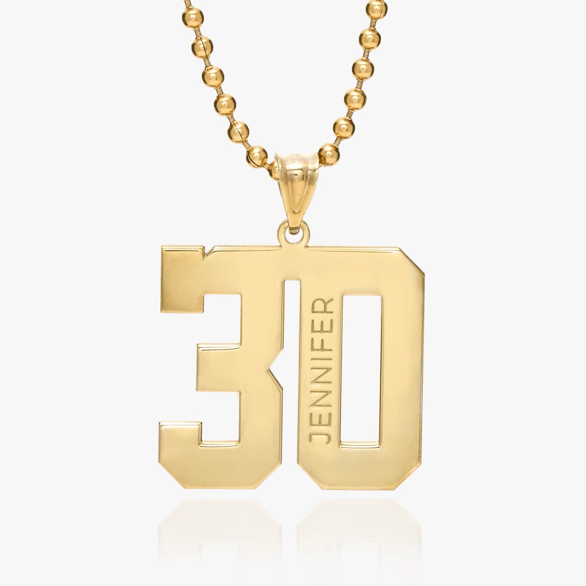 Personalized Number Pendant with Black Enamel Name
