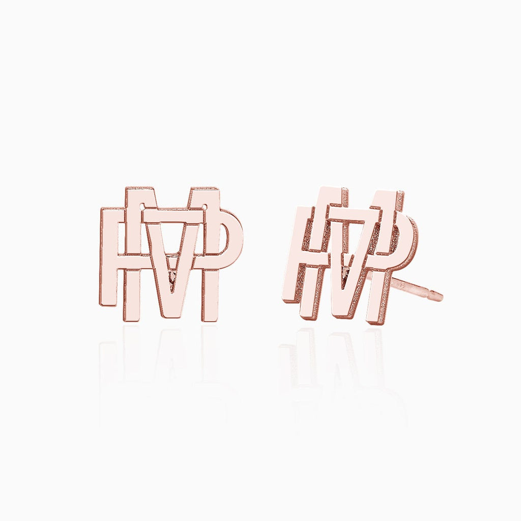 Exclusive Monogram Overlapping Initial Earrings