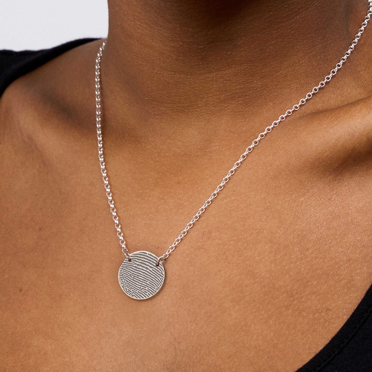 Custom Fingerprint Stainless Steel Round Necklace