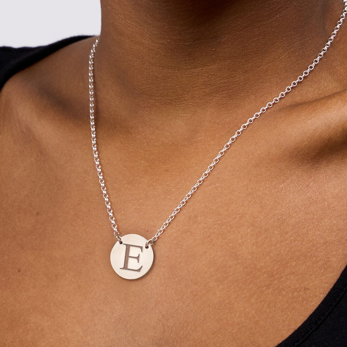 Custom Initial Stainless Steel Round Necklace