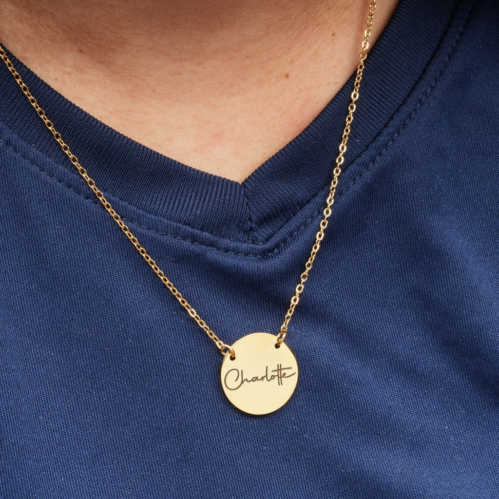 Custom Name Stainless Steel Round Necklace
