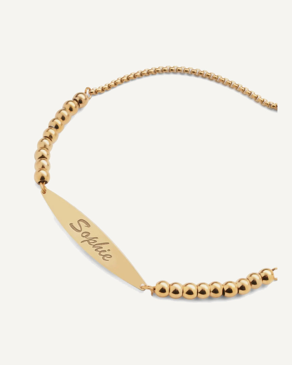 Custom Engraved Stainless Steel Women's Figaro Link ID Bracelet with Ball Charms