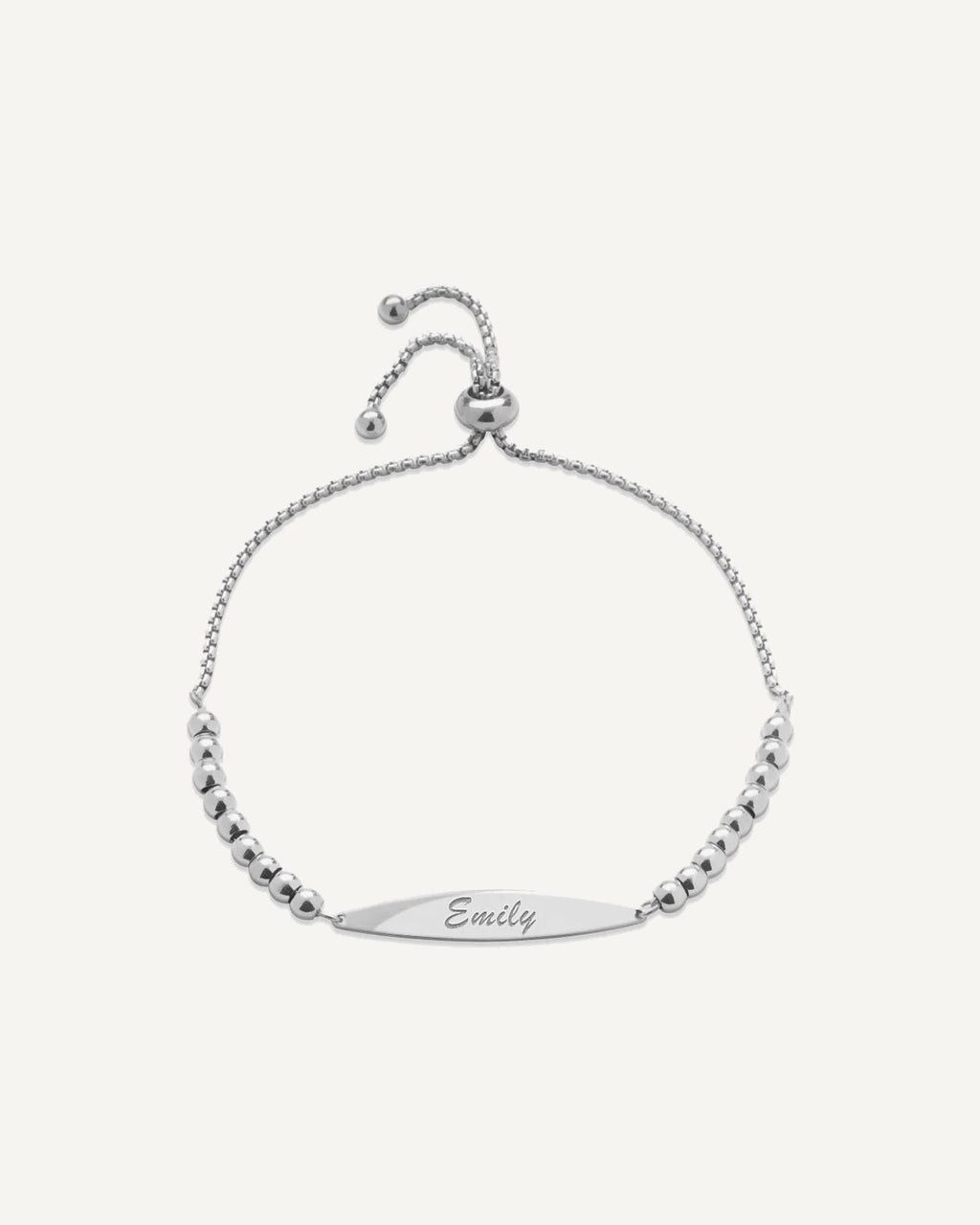 Custom Engraved Stainless Steel Women's Figaro Link ID Bracelet with Ball Charms