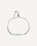 Custom Engraved Stainless Steel Women's Figaro Link ID Bracelet with Ball Charms