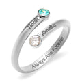 2 Stone Round Shape Birthstone Open Ring