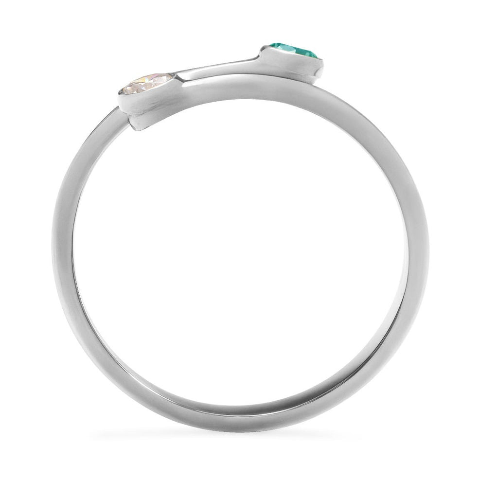 2 Stone Round Shape Birthstone Open Ring