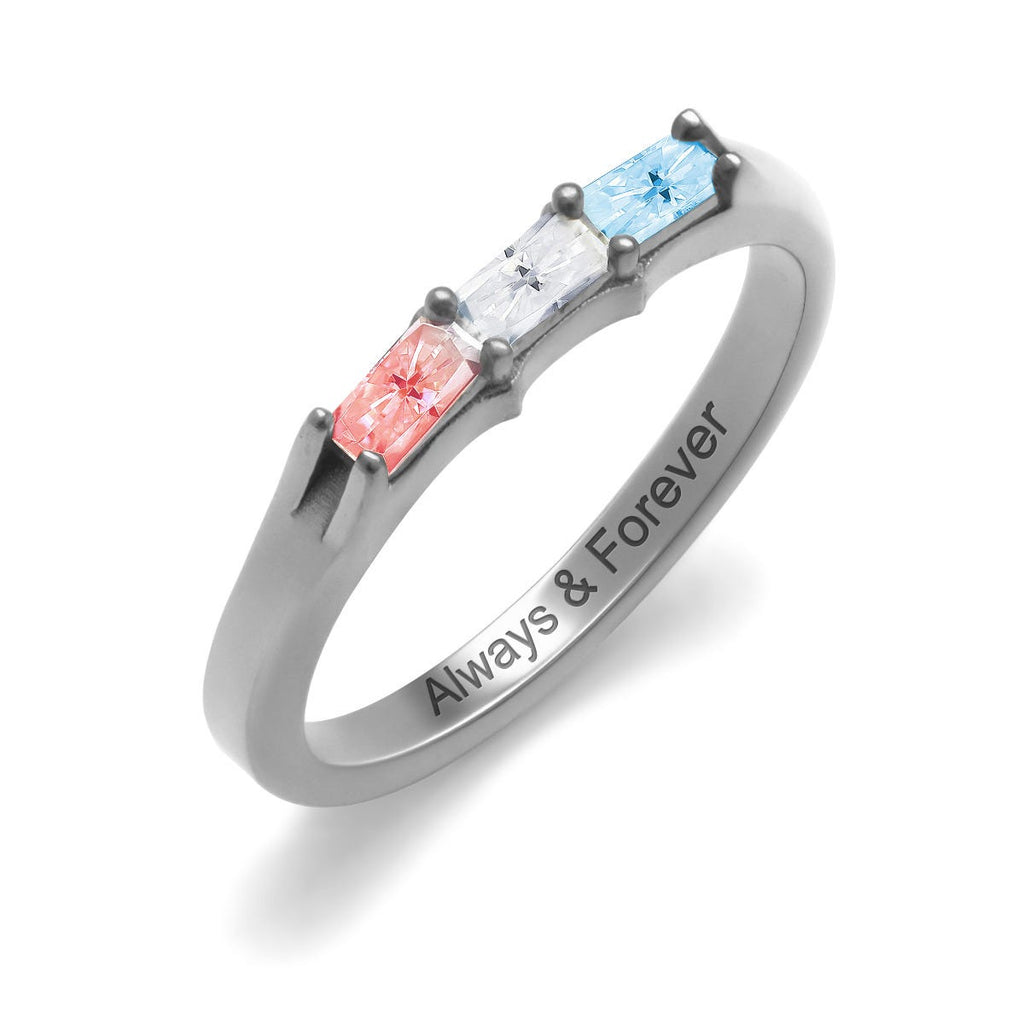 Three-Stone Baguette Birthstone Ring