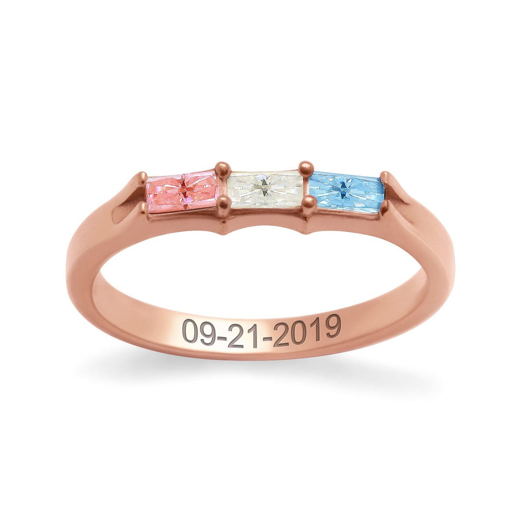 Three-Stone Baguette Birthstone Ring