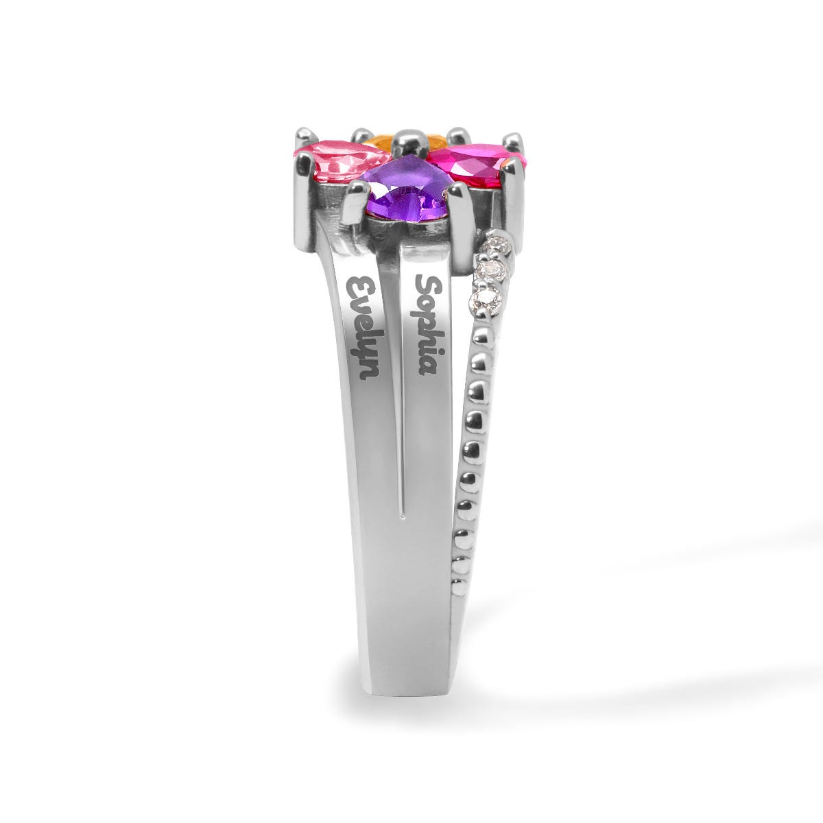 4 Birthstone Heart Shaped Birthstone Ring