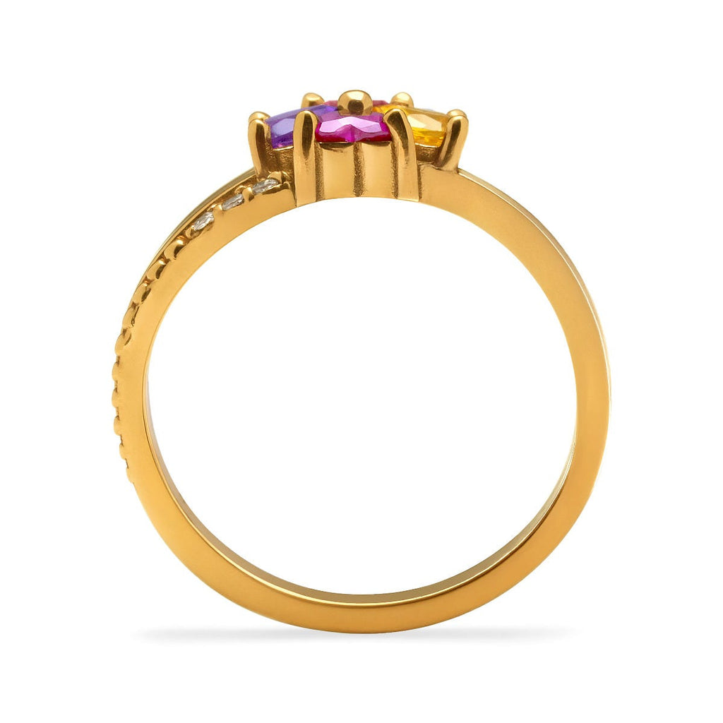 4 Birthstone Heart Shaped Birthstone Ring