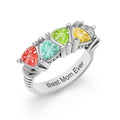 Milgrain Antiqued Mother Ring with Trillion Stones