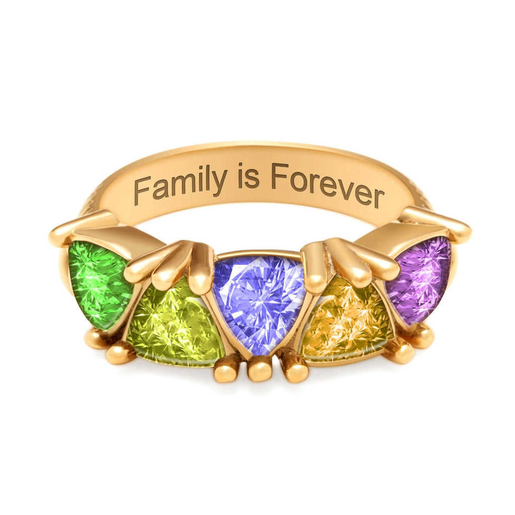 Milgrain Antiqued Mother Ring with Trillion Stones