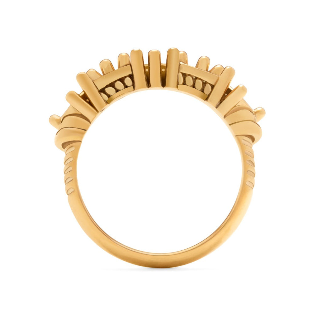 Milgrain Antiqued Mother Ring with Trillion Stones