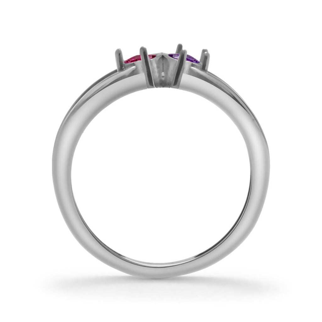 Personalized 4 Heart Shaped Birthstone Ring