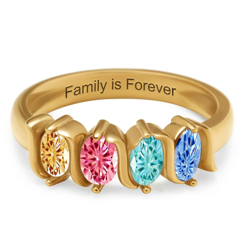 Oval Shaped 4 Birthstone Ring