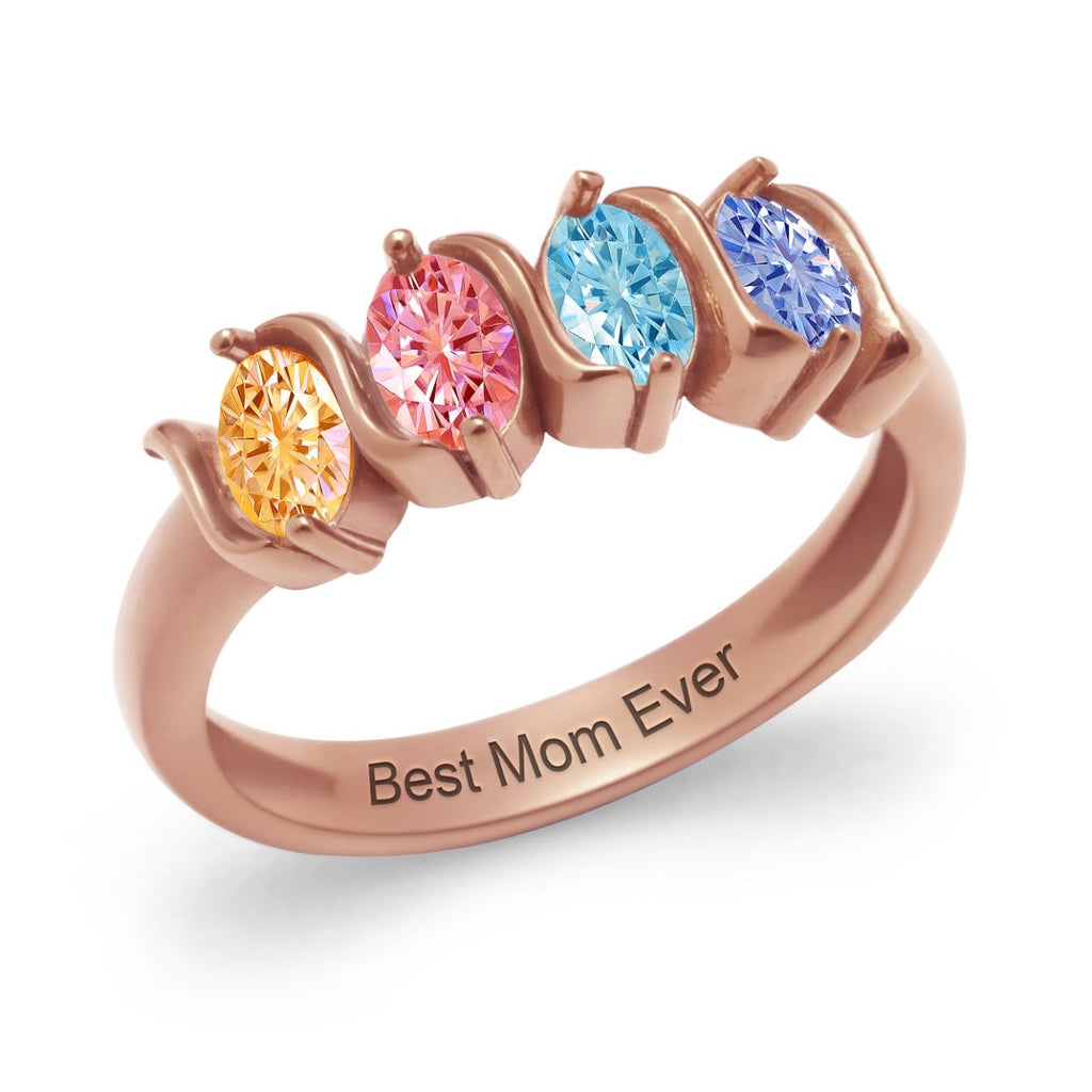 Oval Shaped 4 Birthstone Ring