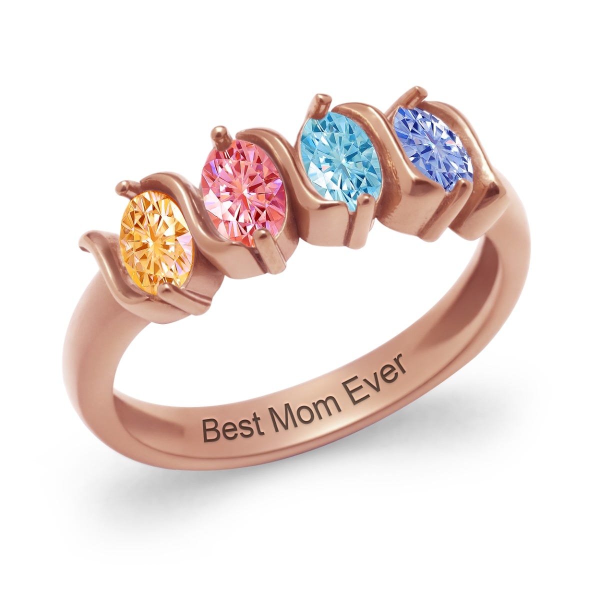 Oval Shaped 4 Birthstone Ring