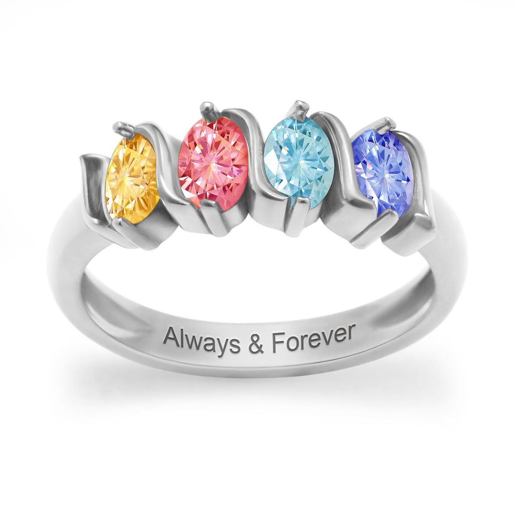 Oval Shaped 4 Birthstone Ring