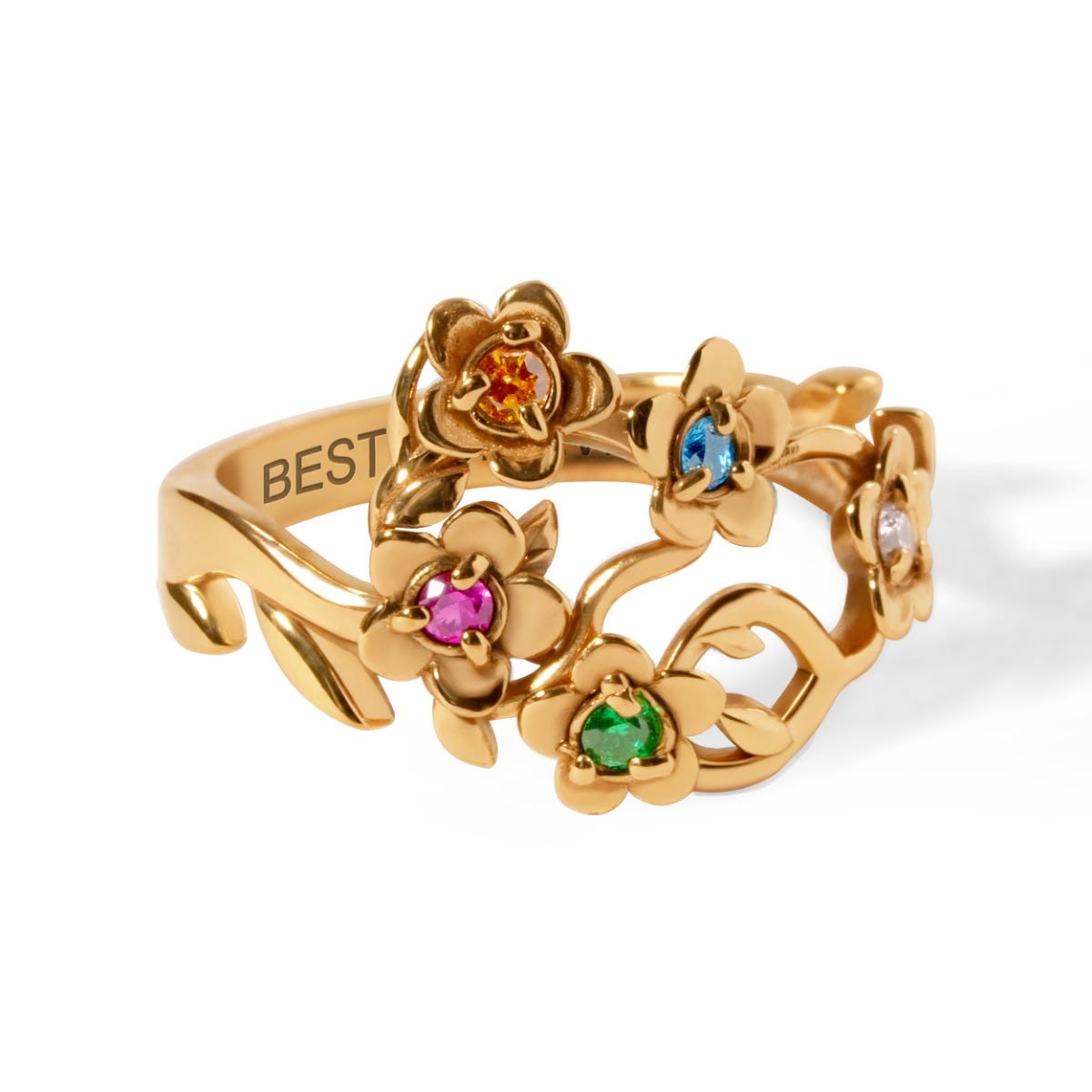 Flower Birthstone Ring