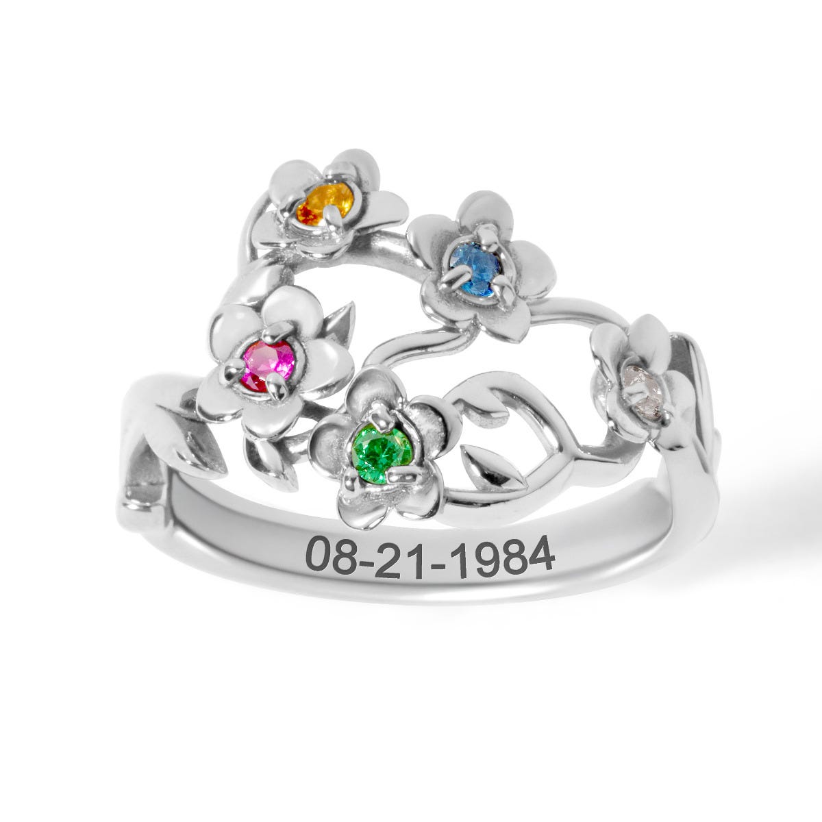 Flower Birthstone Ring