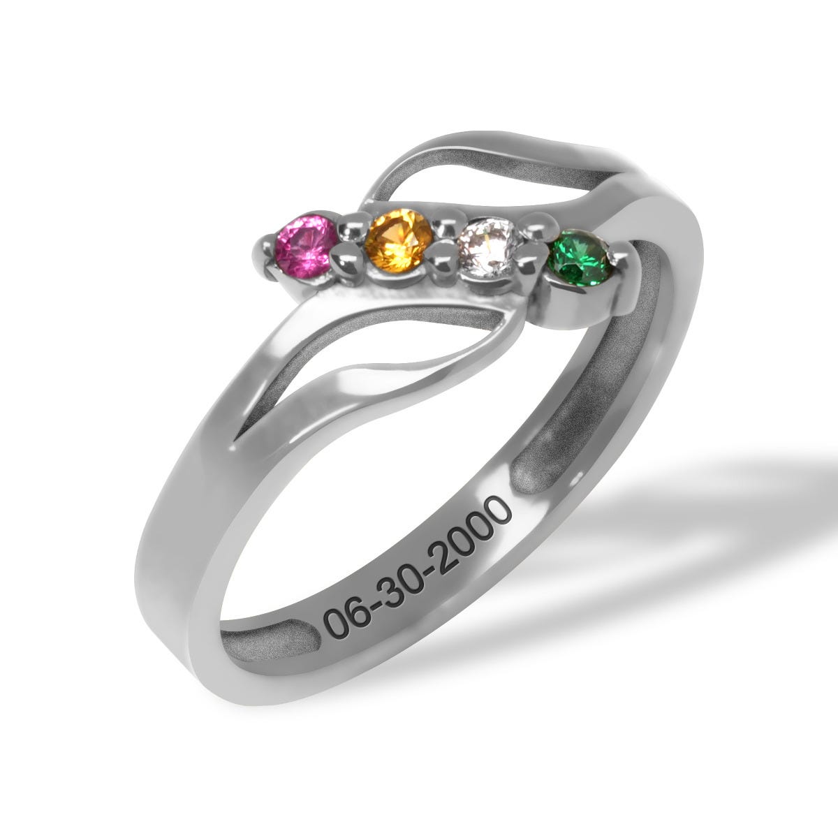 Diagonal Cutout Birthstone Ring