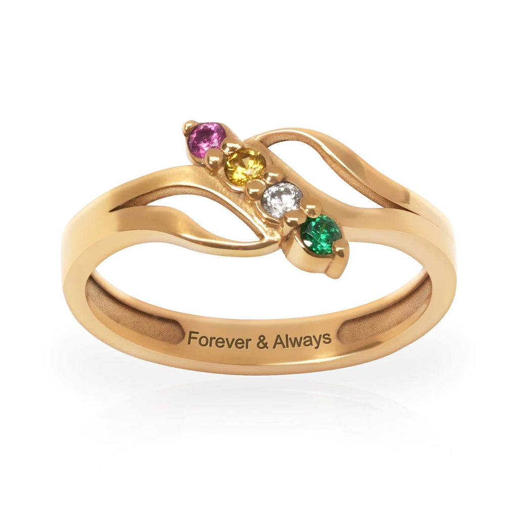 Diagonal Cutout Birthstone Ring