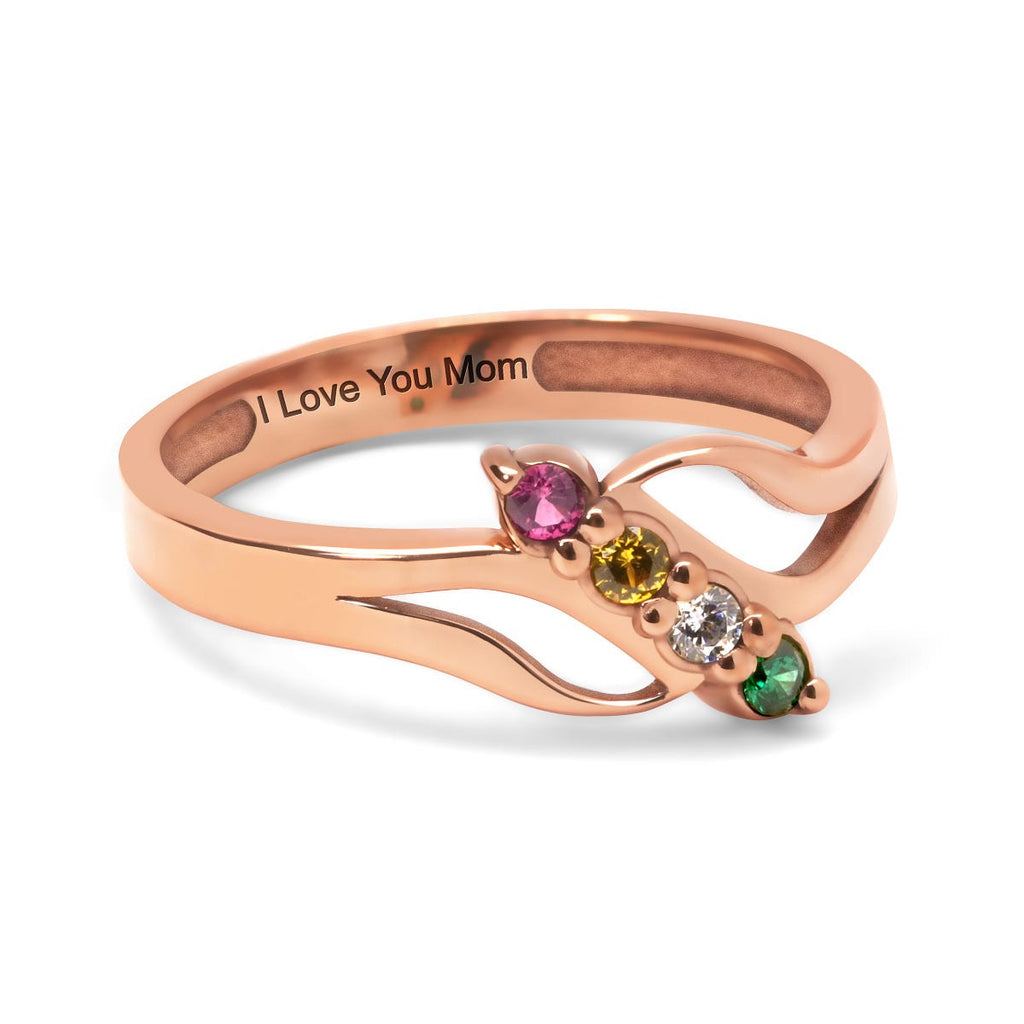 Diagonal Cutout Birthstone Ring