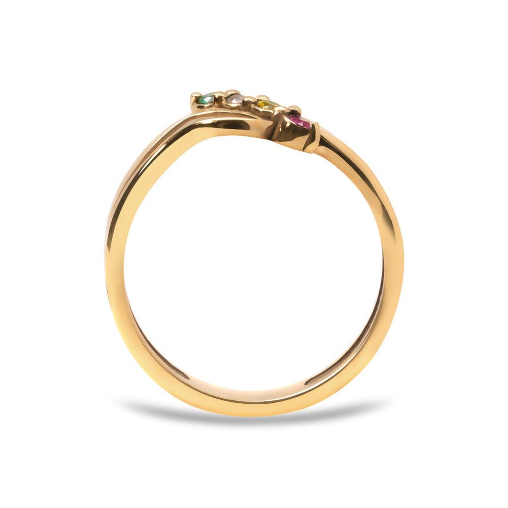 Diagonal Cutout Birthstone Ring