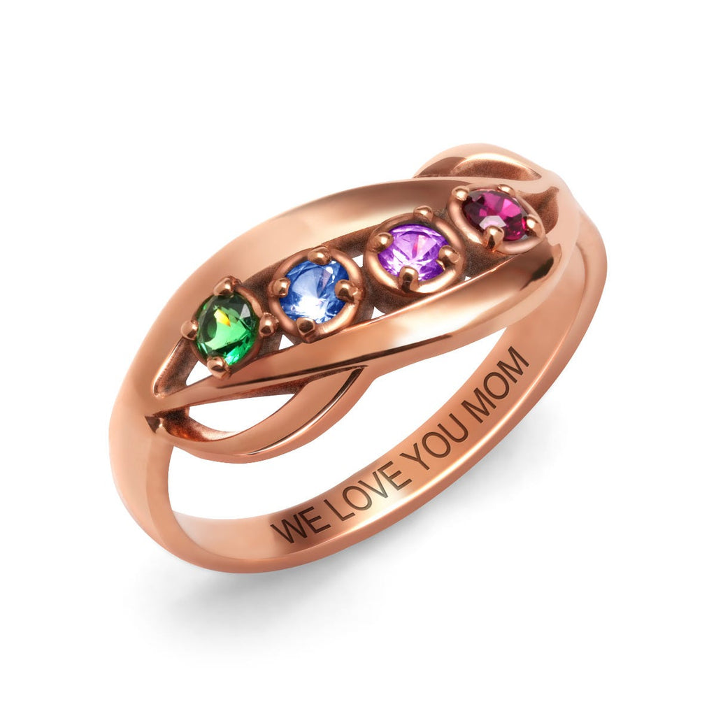 4 Across Birthstone Overlapping Ring