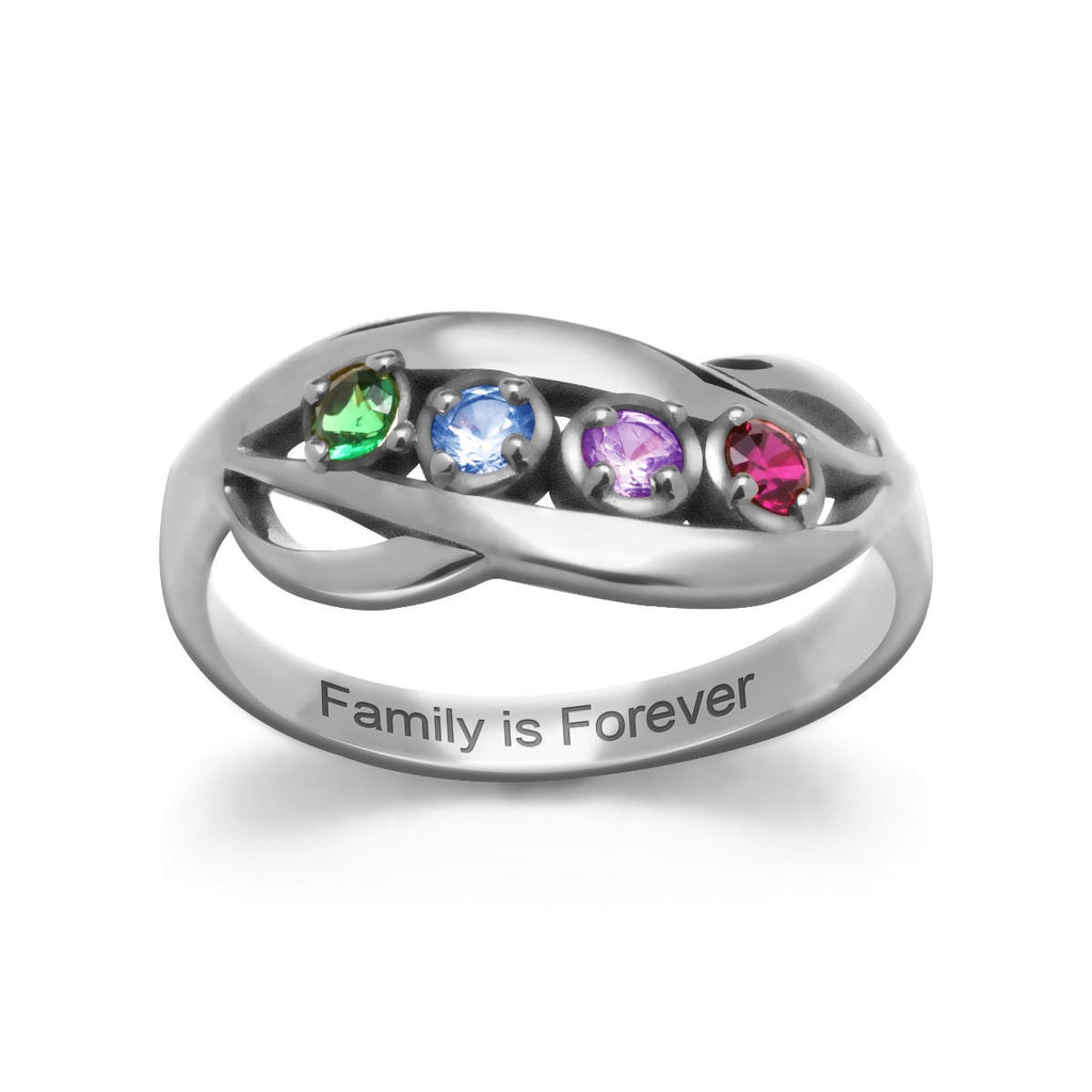 4 Across Birthstone Overlapping Ring