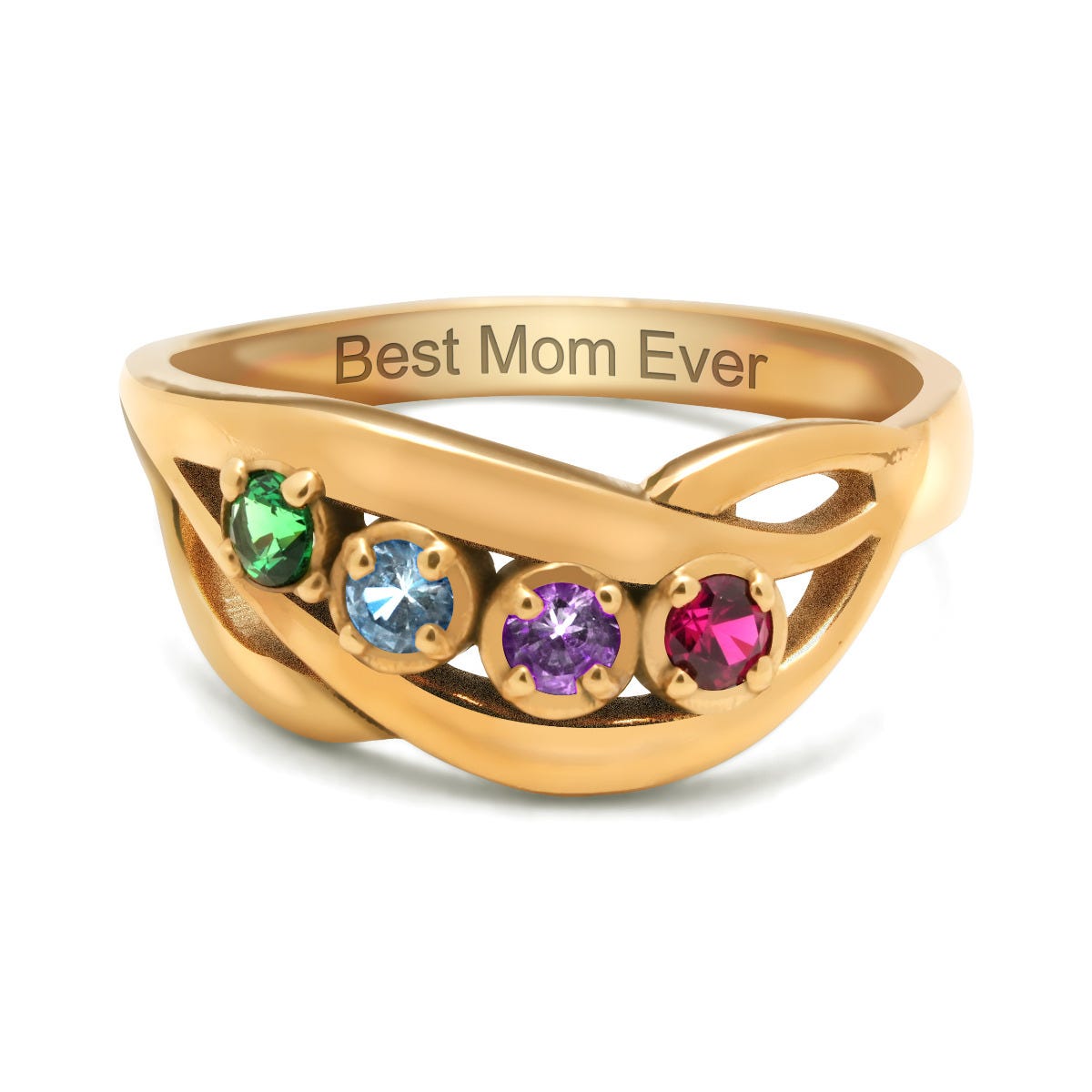4 Across Birthstone Overlapping Ring