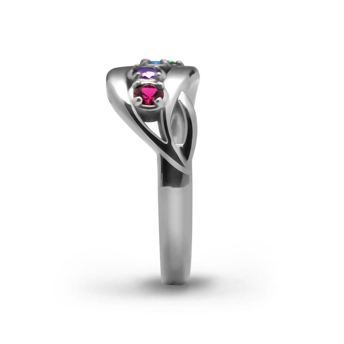 4 Across Birthstone Overlapping Ring