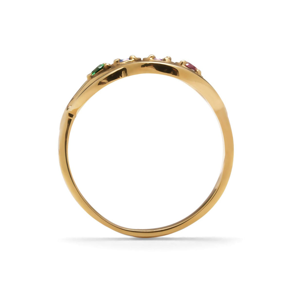 4 Across Birthstone Overlapping Ring