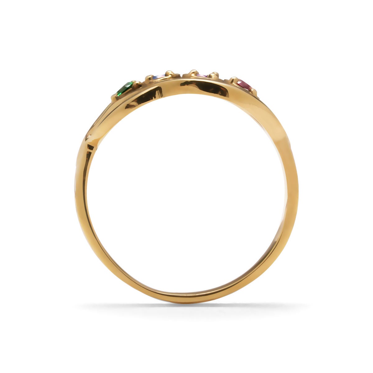 4 Across Birthstone Overlapping Ring