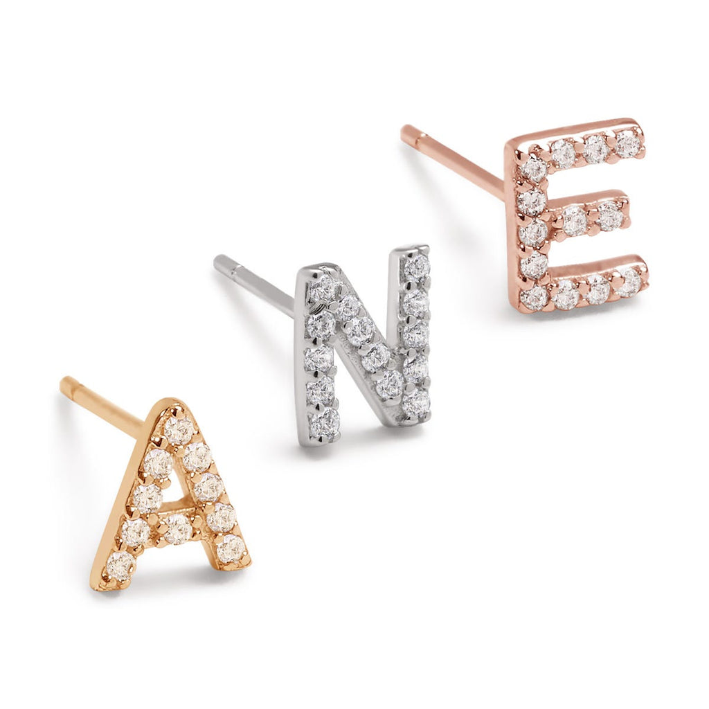 CZ Initial Earrings