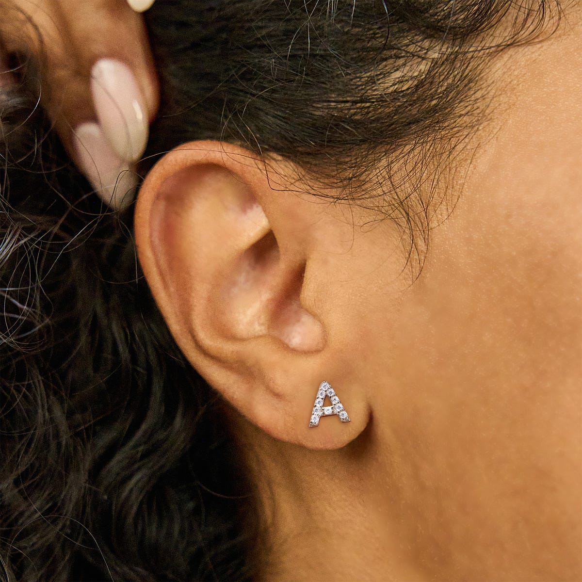 CZ Initial Earrings