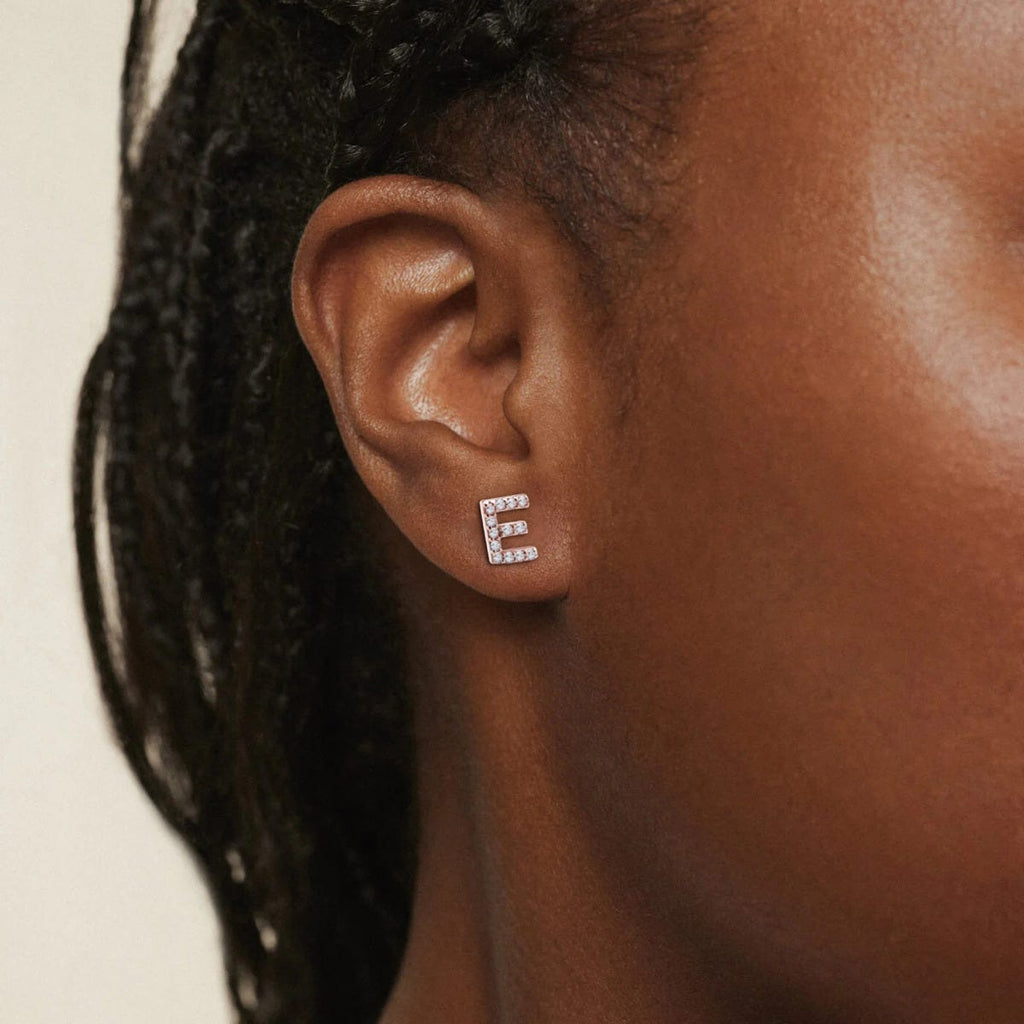 CZ Initial Earrings