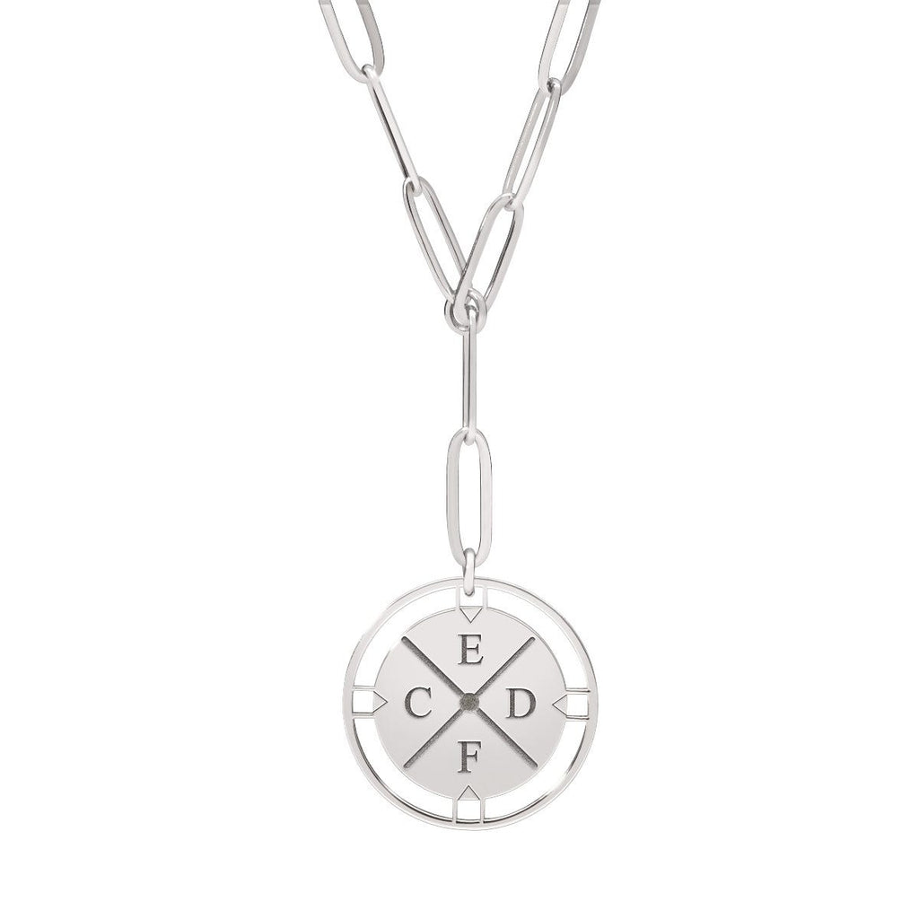 Compass Initial Paper Clip Necklace