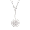Compass Initial Paper Clip Necklace