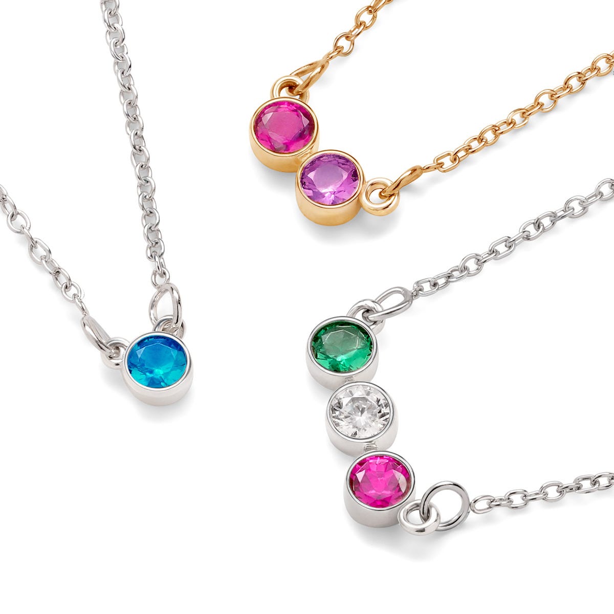 Circle Shaped Mothers Birthstone Necklace