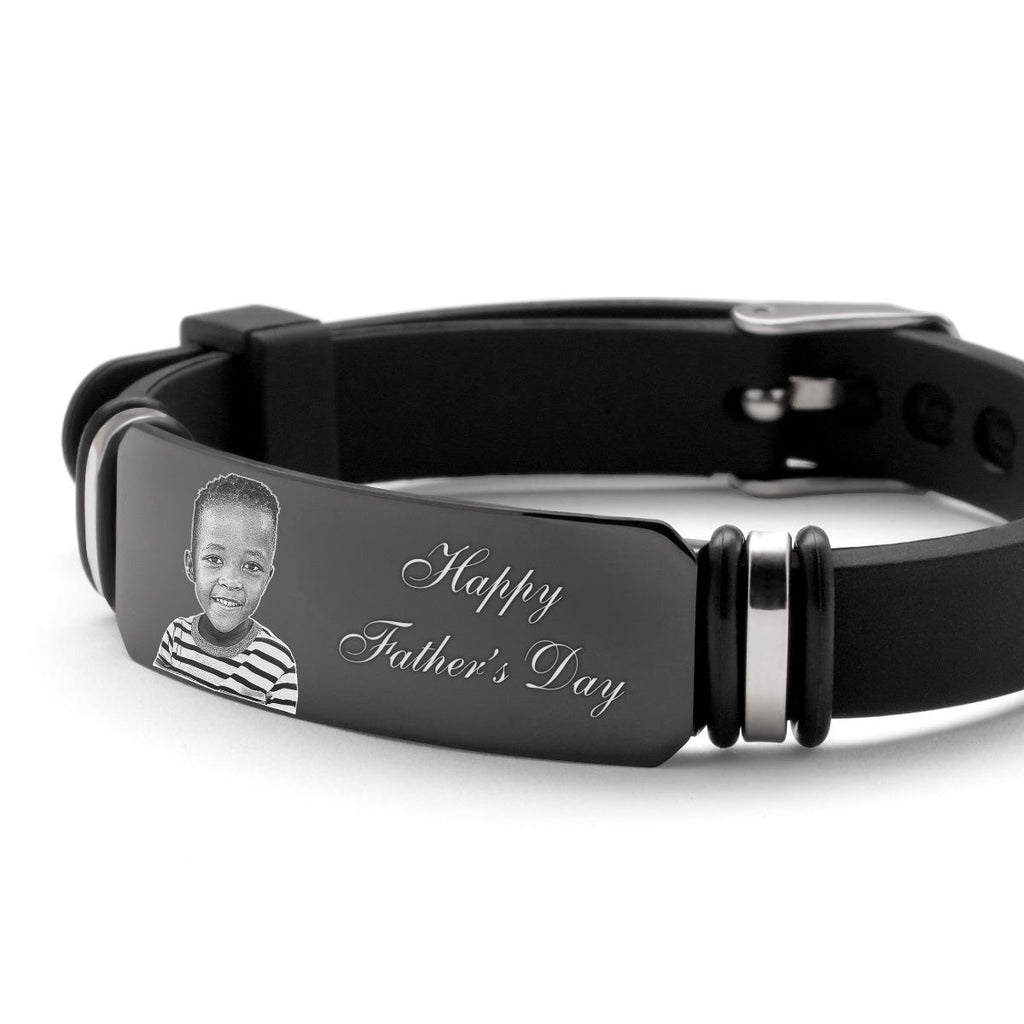 Mens Black Rubber Photo Bracelet