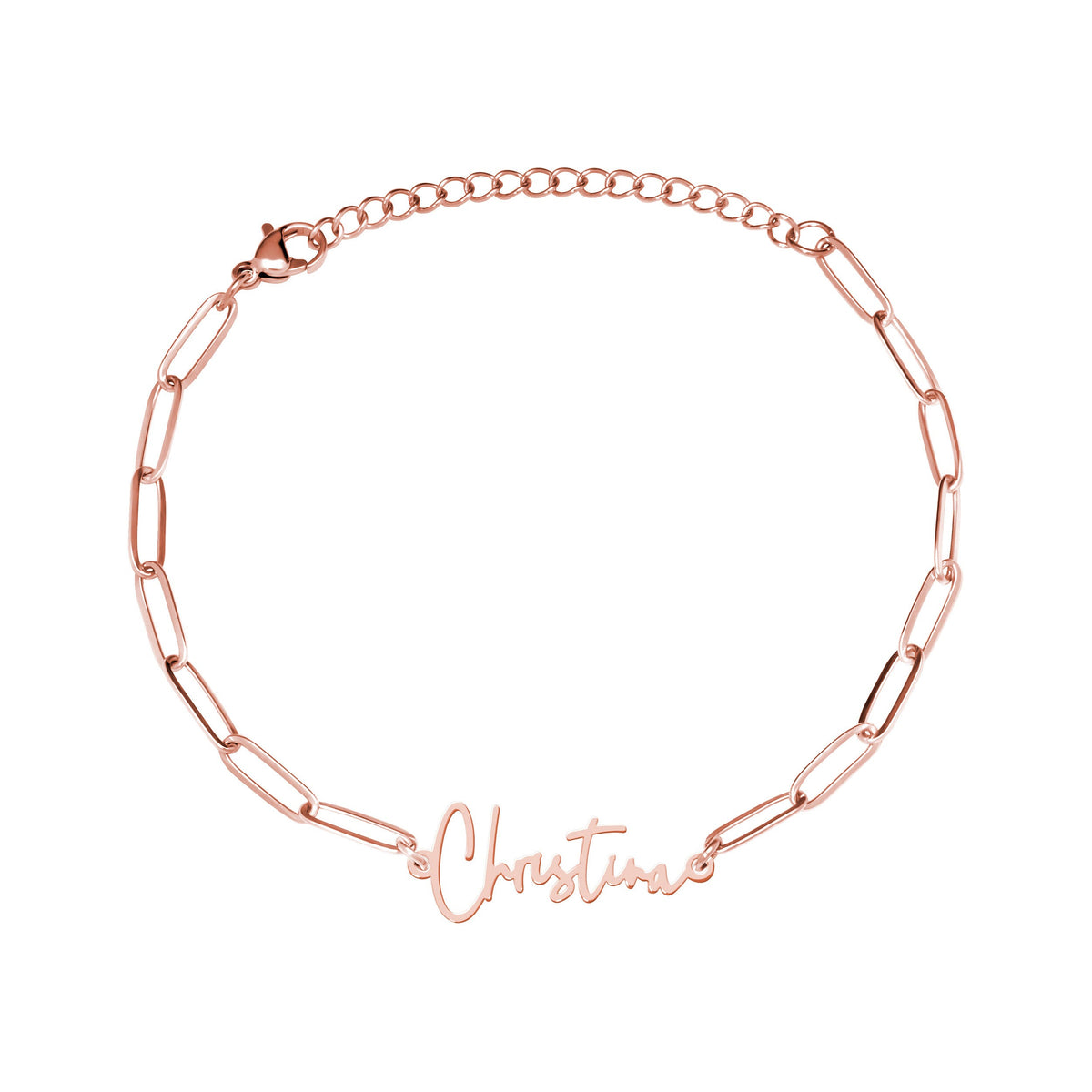 Paperclip Modern Script Anklet