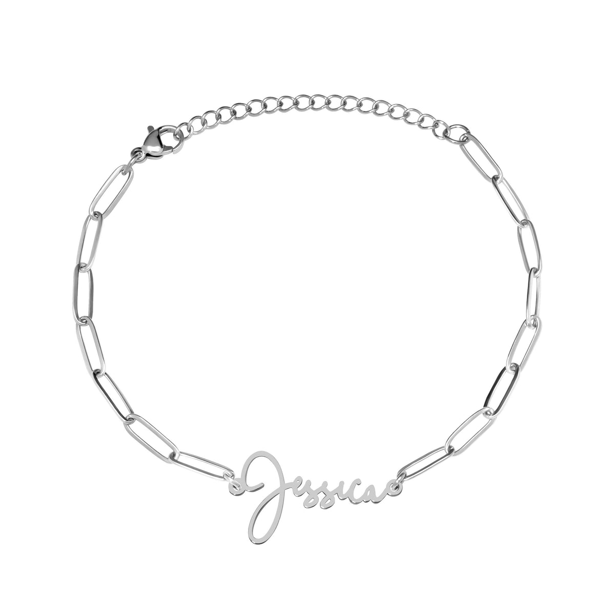Paperclip Modern Script Anklet