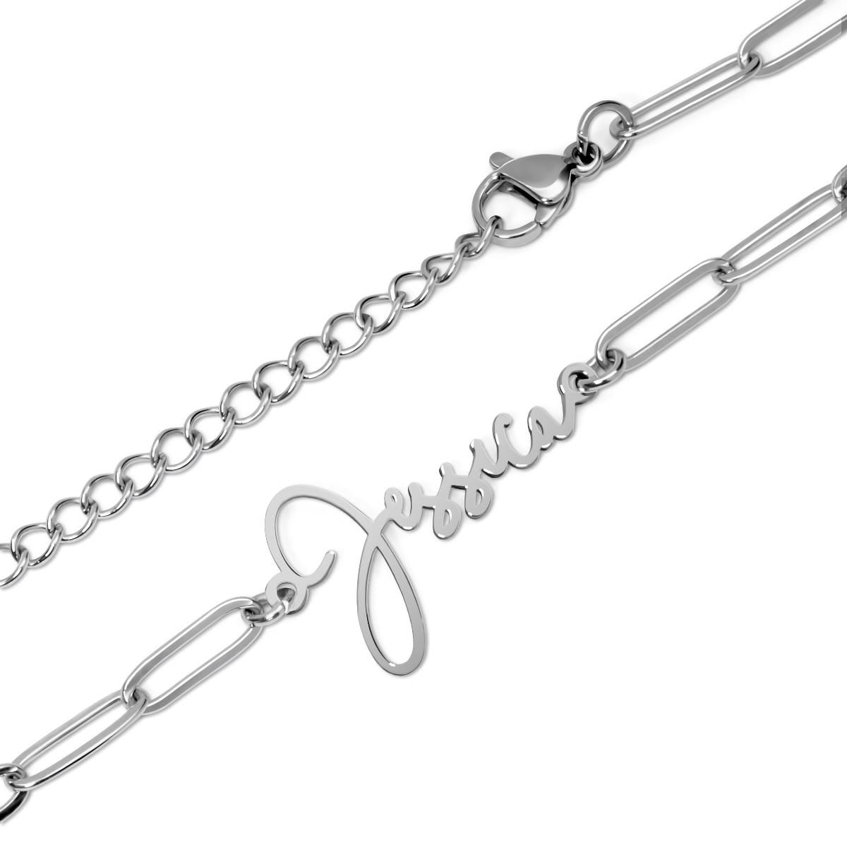 Paperclip Modern Script Anklet